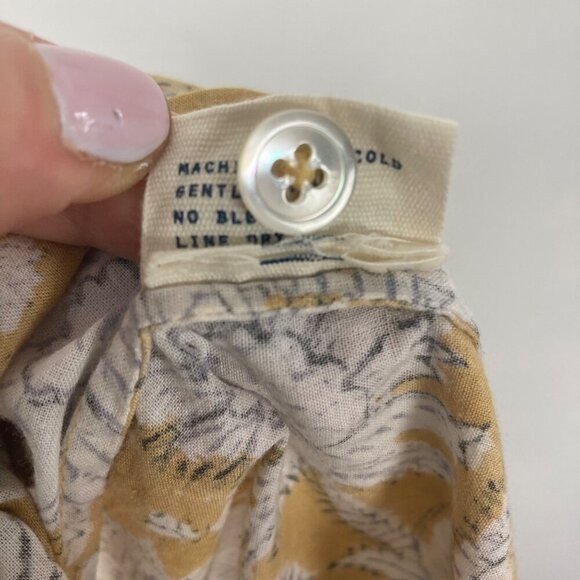 Uqnatu Floral Shirt Dress Womens Small Mustard Yellow Cotton Lightweight Beachy - Picture 9 of 9